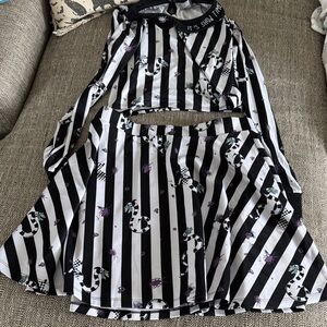 Black and White Beetlejuice Striped Two-Piece Outfit
